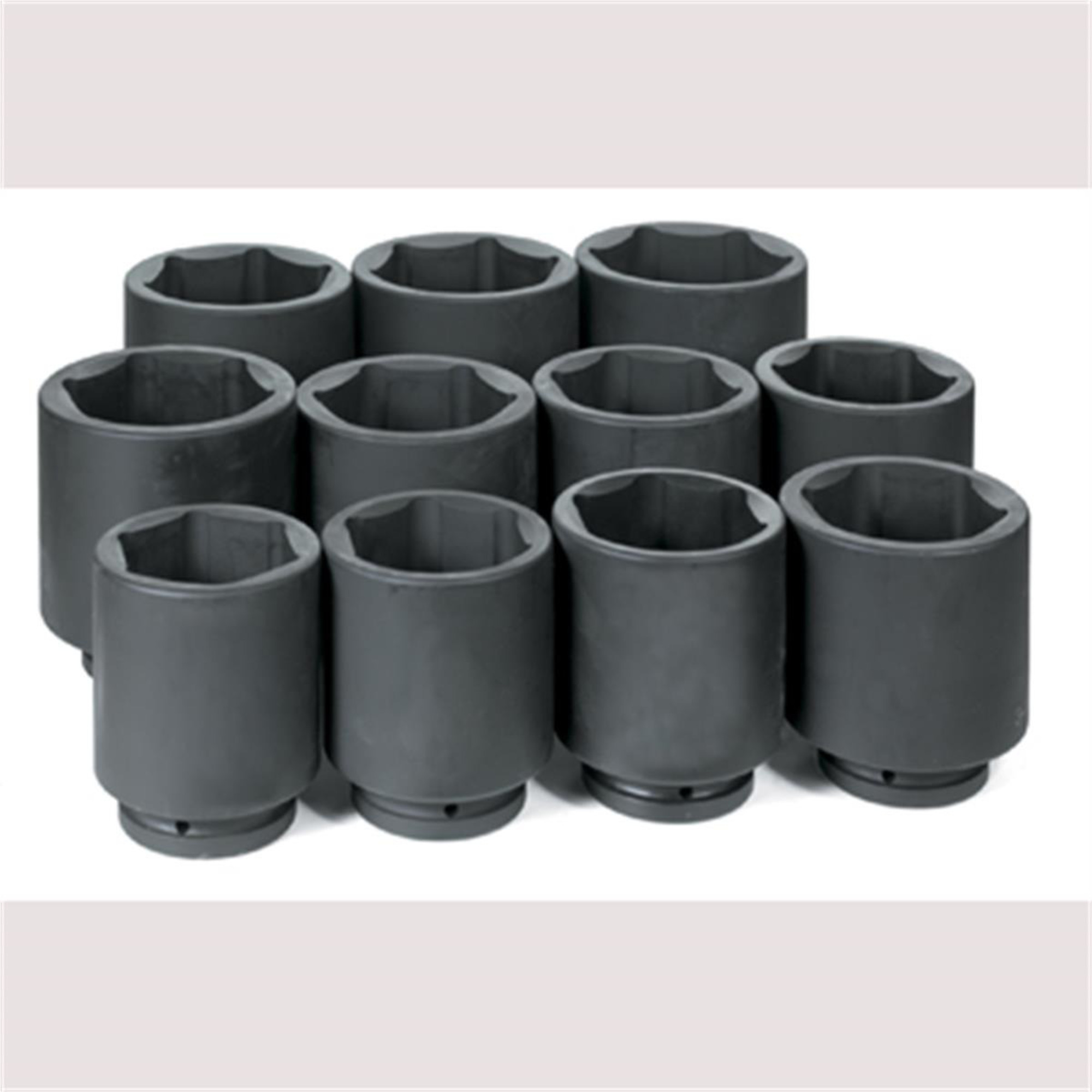 Grey Pneumatic Deep Fractional Impact Socket Set — 1in. Drive, 11-Piece, 3-1/8in. to 4-1/2in., Chrome-Molybdenum Steel, Model# GRE9011D
